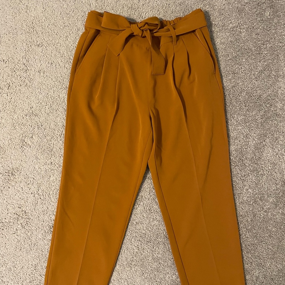Women's Mustard Tie-Waist Pants